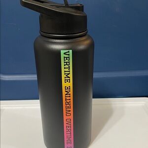 Overtime Black Stainless Steel Water Bottle NEW